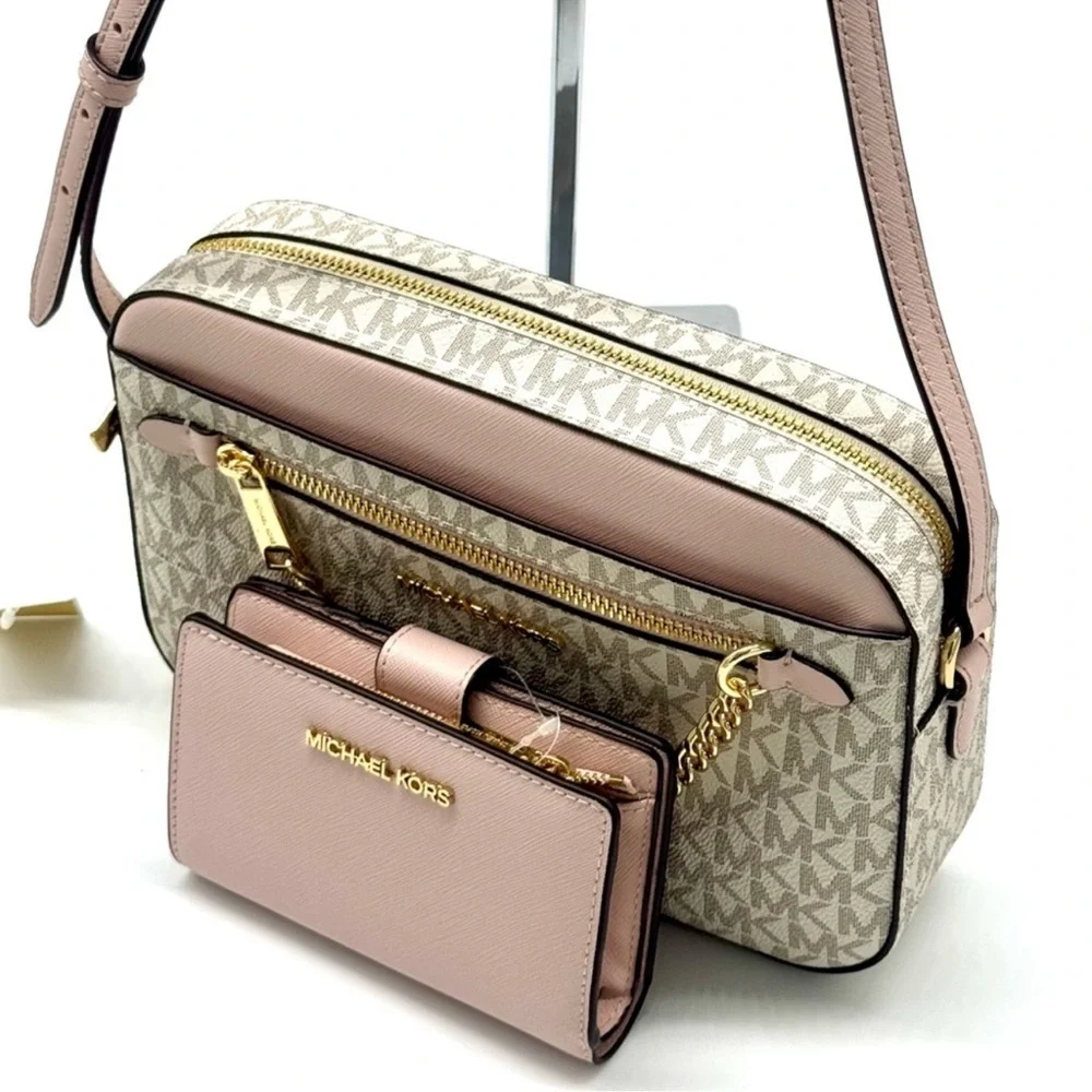 Michael Kors Large EW Zip Chain Xbody Crossbody Bag & Matching Bifold Wallet